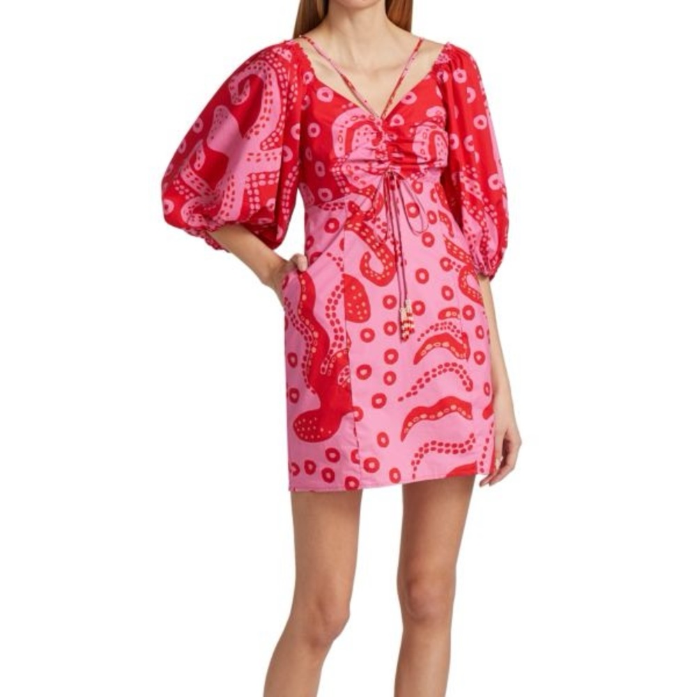 Farm Rio Octocool Puff Sleeve Mini Dress Size M